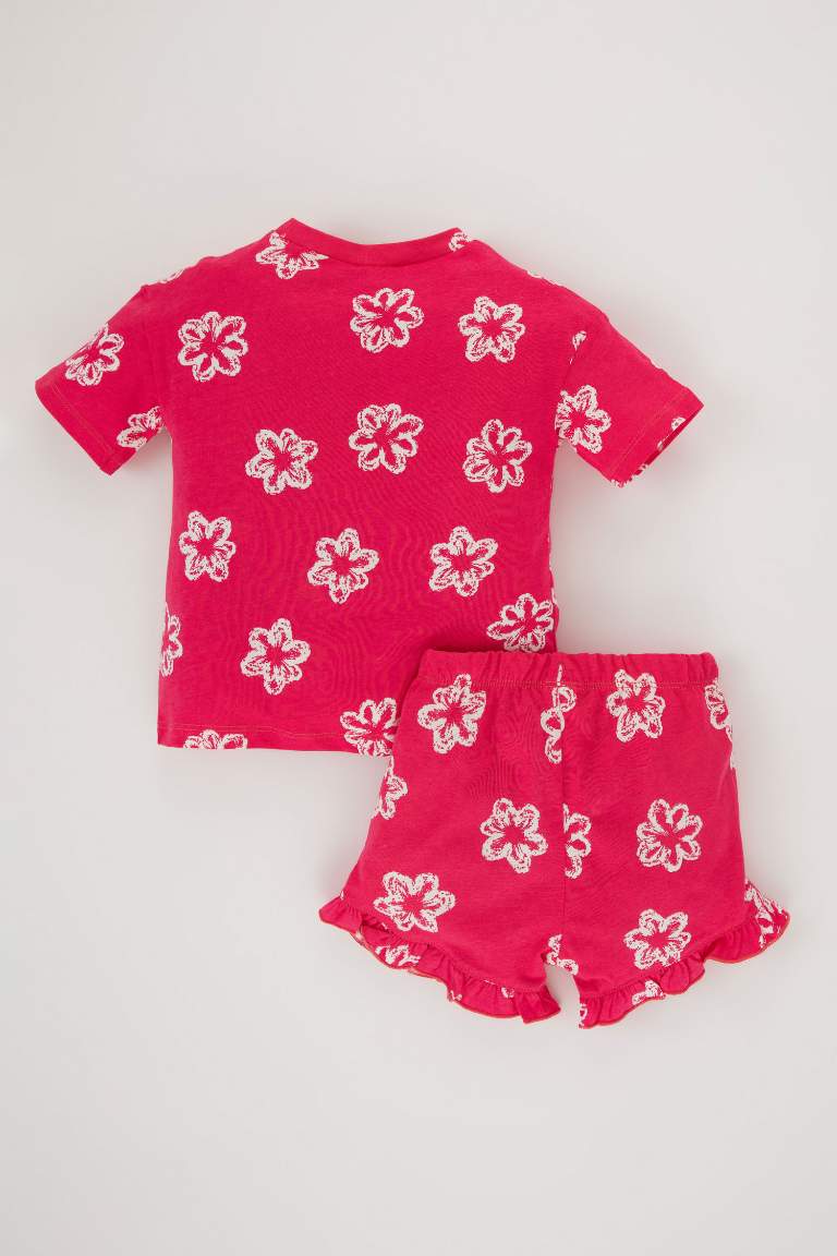 Baby Girl Floral Short Sleeve T-Shirt Shorts 2-Pack Set