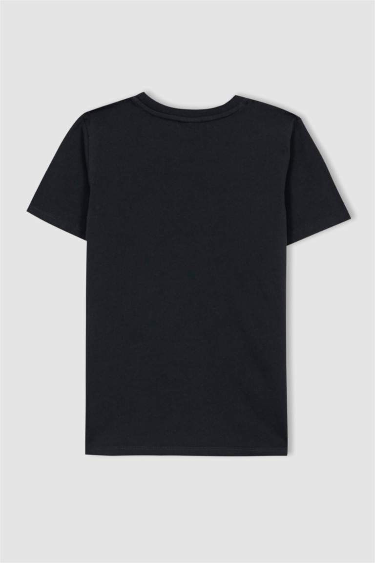 Black BOYS & TEENS Boy Regular Fit Crew Neck Printed Short Sleeve T