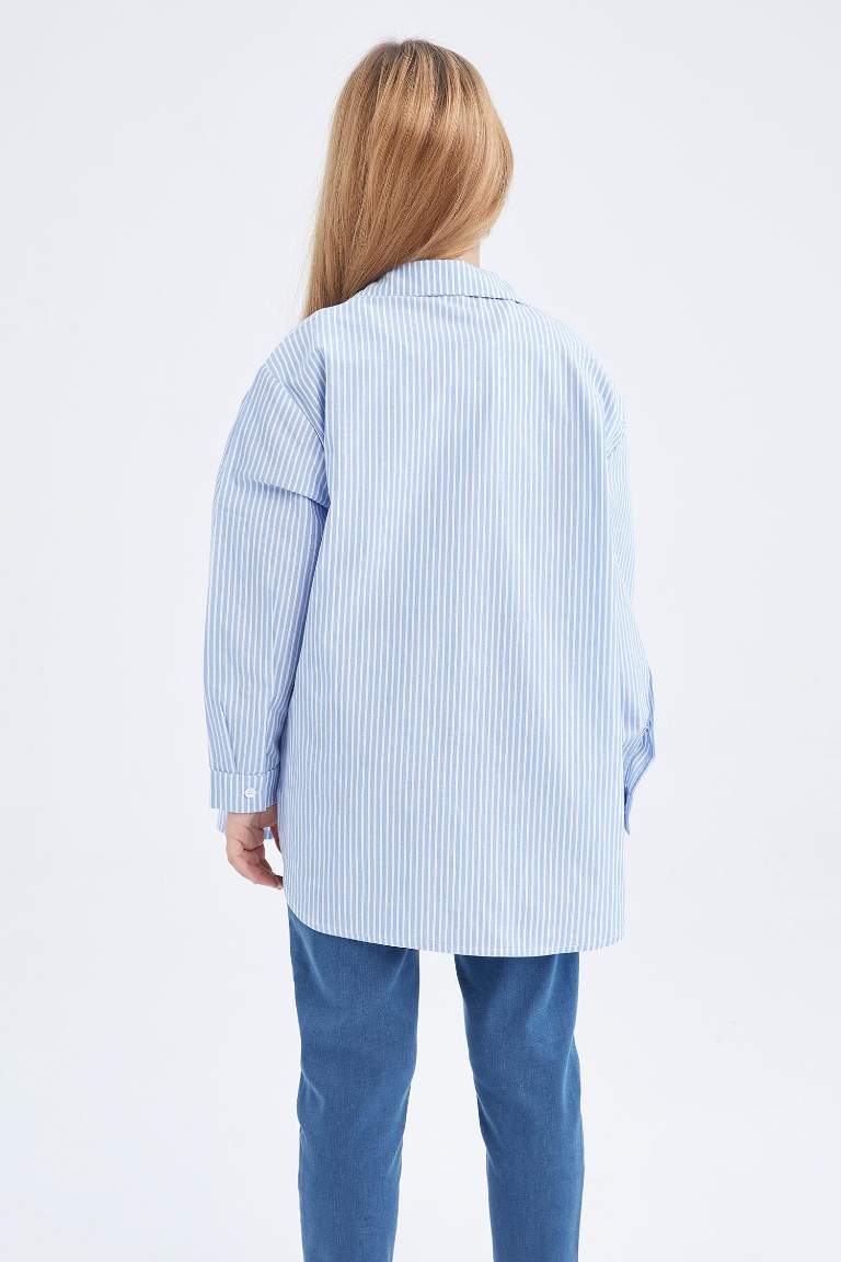 Kız Çocuk Oversize Poplin Uzun Kollu Gömlek