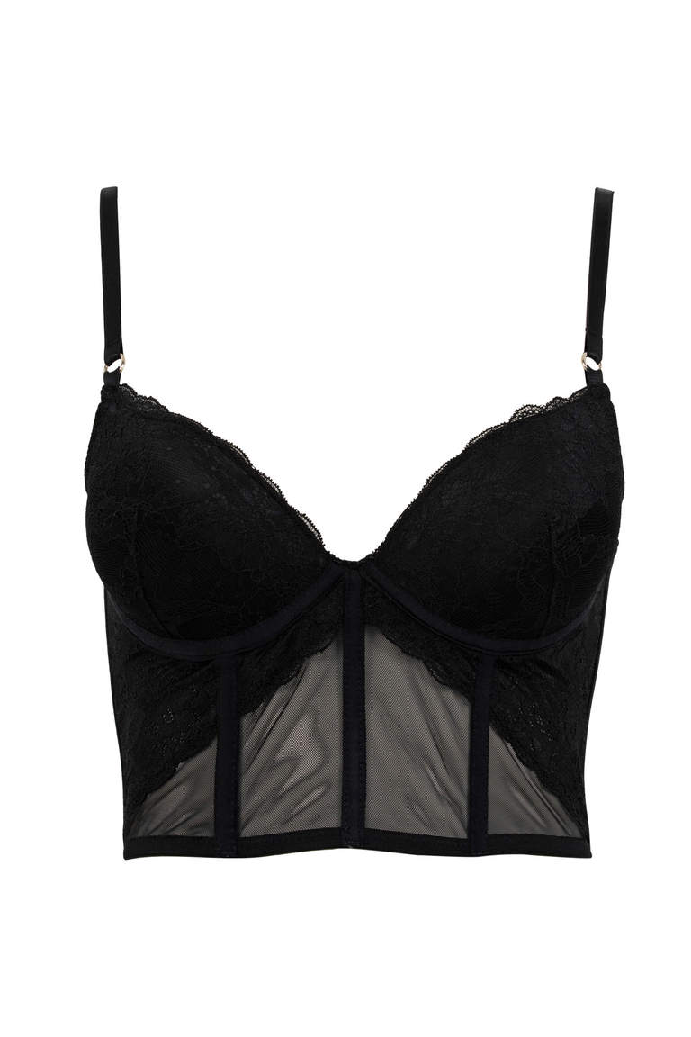 Black حريمي Fall In Love Lace Filled Push Up Bra 2799405 Defacto