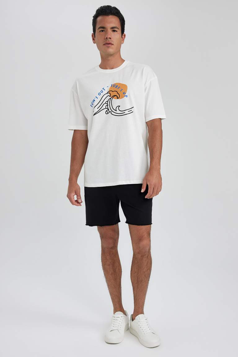 DeFactoFit Oversize Fit Bisiklet Yaka Baskılı Kısa Kollu Sporcu Tişört