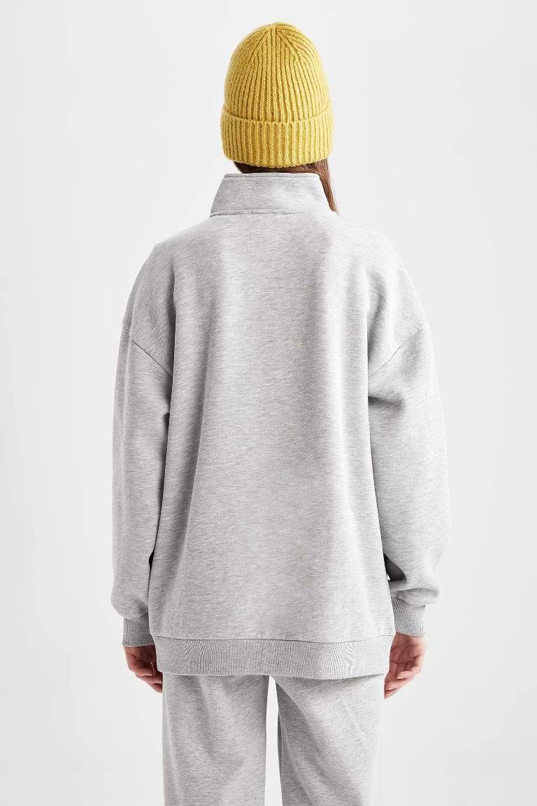 Oversize Fit Half Turtleneck Sweatshirt