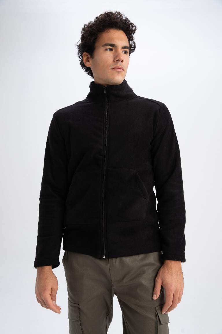 Regular Fit Polar Dik Yaka Fermuarlı Sweatshirt