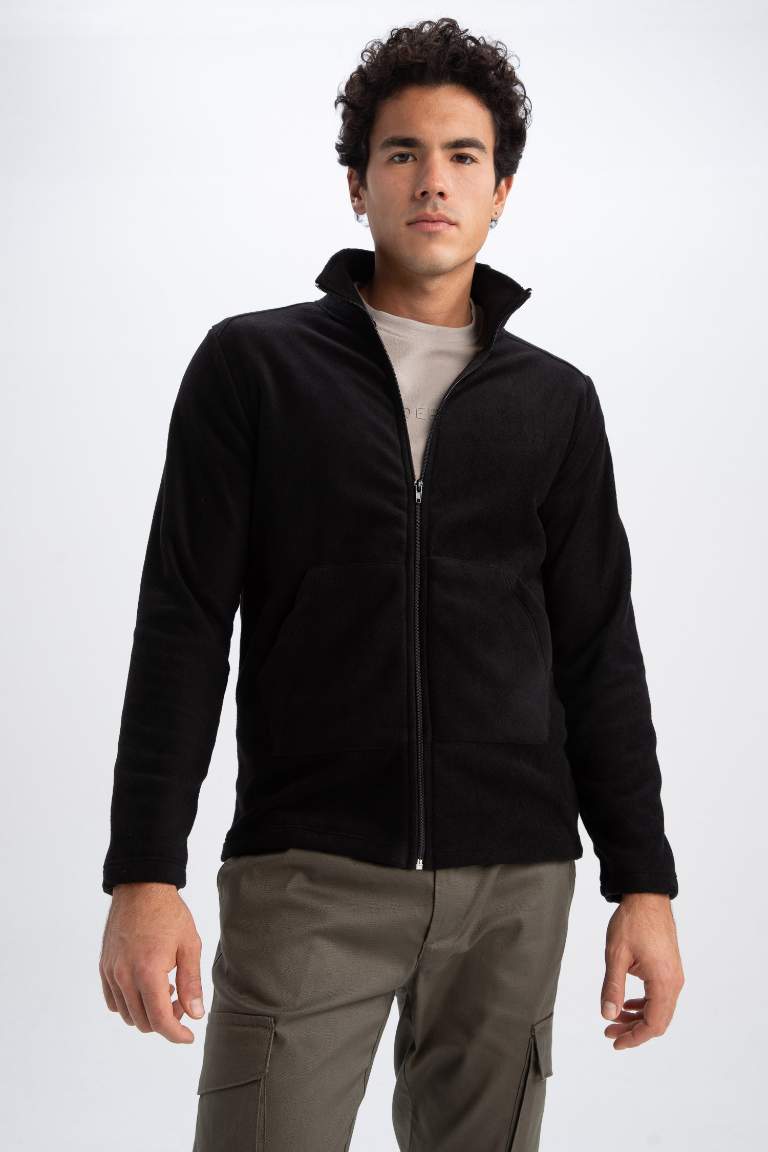 Regular Fit Polar Dik Yaka Fermuarlı Sweatshirt