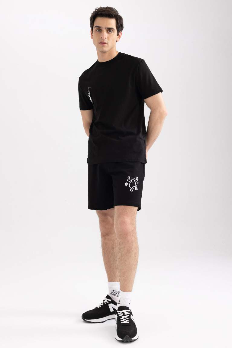 Regular Fit Thin Sweatshirt Fabric Regular Hem Shorts