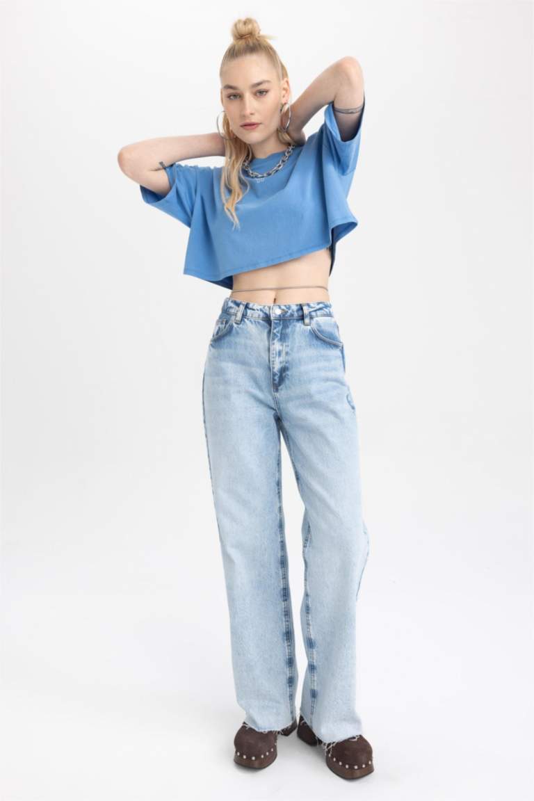 DeFacto X Wiser Wash 90's Wide Leg Jean %100 Pamuk Pantolon