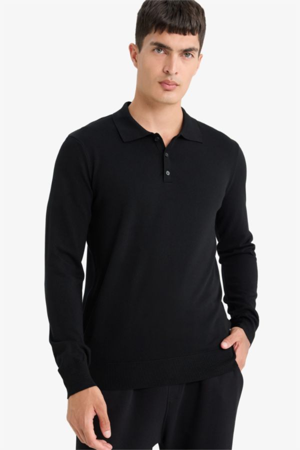 Standart Fit Polo Yaka Premium Düğmeli Triko Kazak