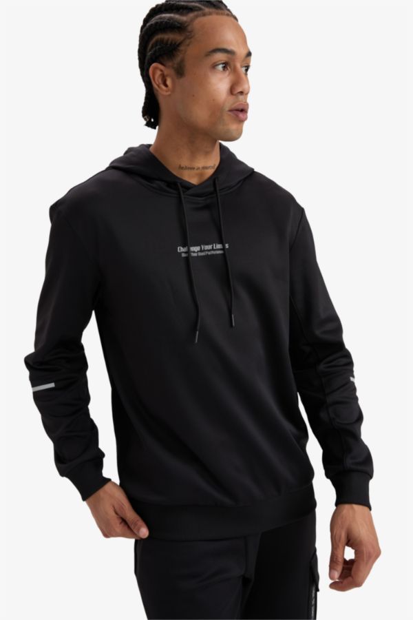Sıcak Tutan Standart Fit Kapüşonlu Sporcu Sweatshirt