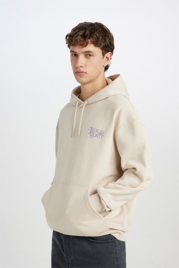 Rıck and Morty Boxy Fıt Kapüşonlu Baskılı Sweatshirt