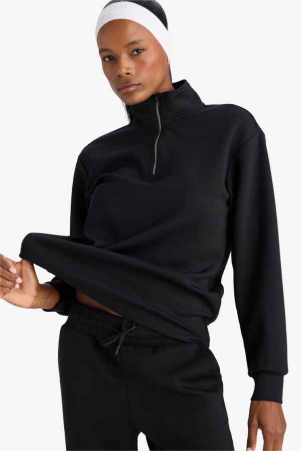 Ultra Yumuşak Oversize Geniş Kalıp Yarım Fermuarlı Modal Sporcu Sweatshirt