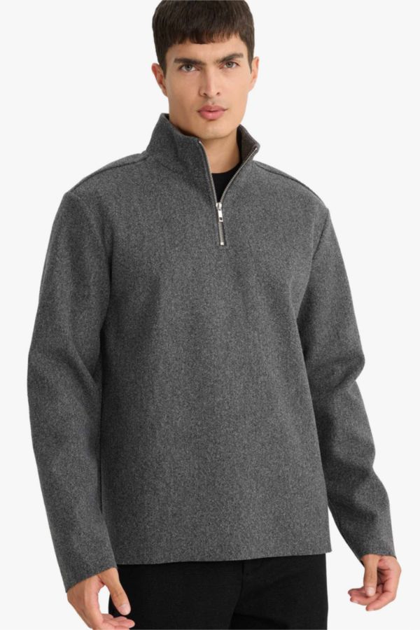 Regular Fıt Yarım Fermuarlı Sweatshirt