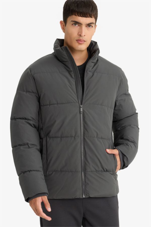 Regular Fit Dik Yaka Şişme Mont