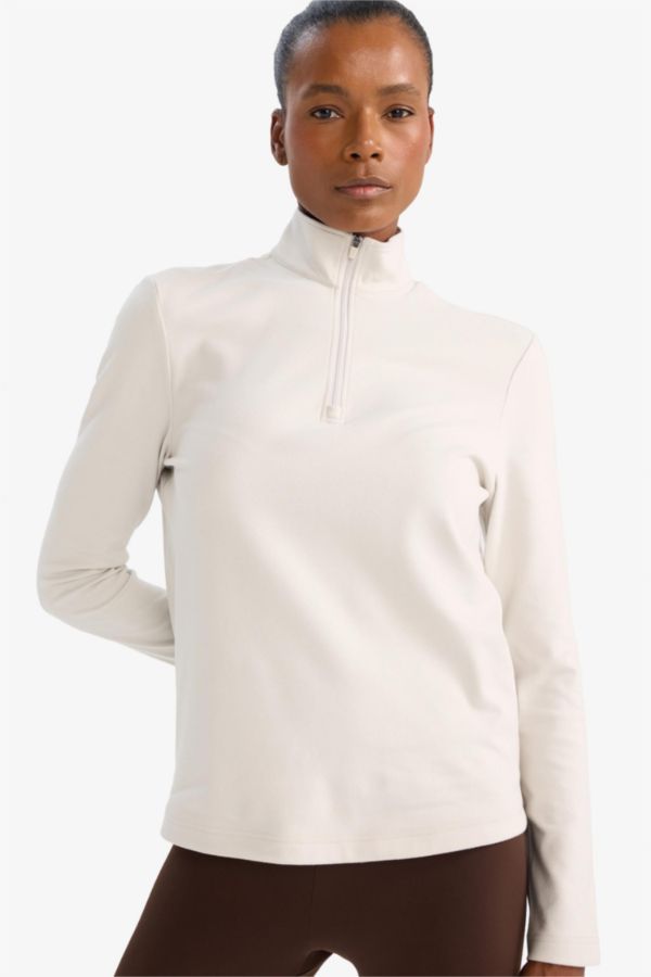 Sıcak Tutan Warmtech Standart Fit Dik Yaka Fermuarlı Sporcu Sweatshirt