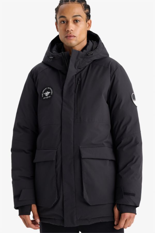 Su Geçirmez Regular Fit Kapüşonlu Mont