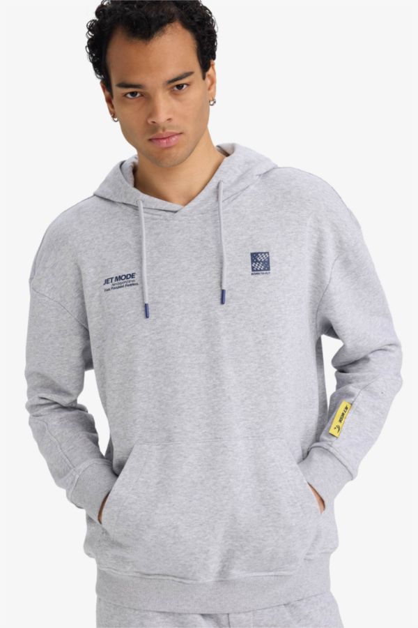 Pamuklu Boxy Fıt Kapüşonlu Sweatshirt