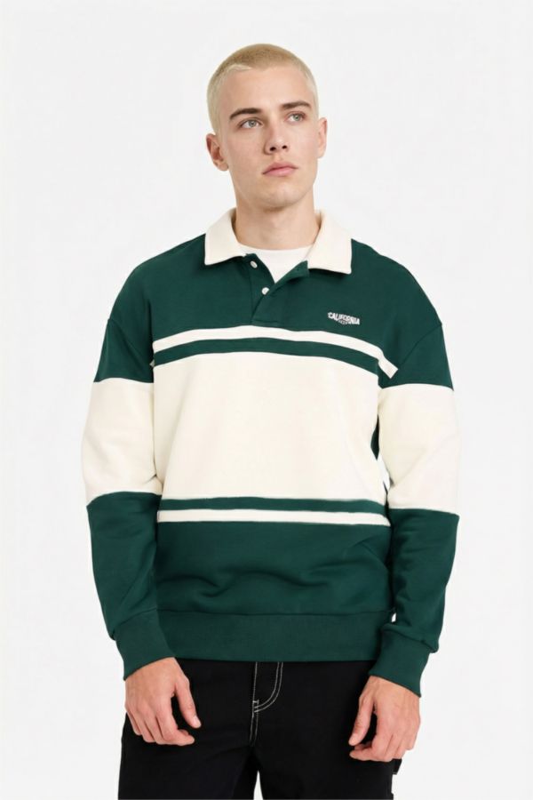 Pamuklu Boxy Fit Polo Yaka Sweatshirt