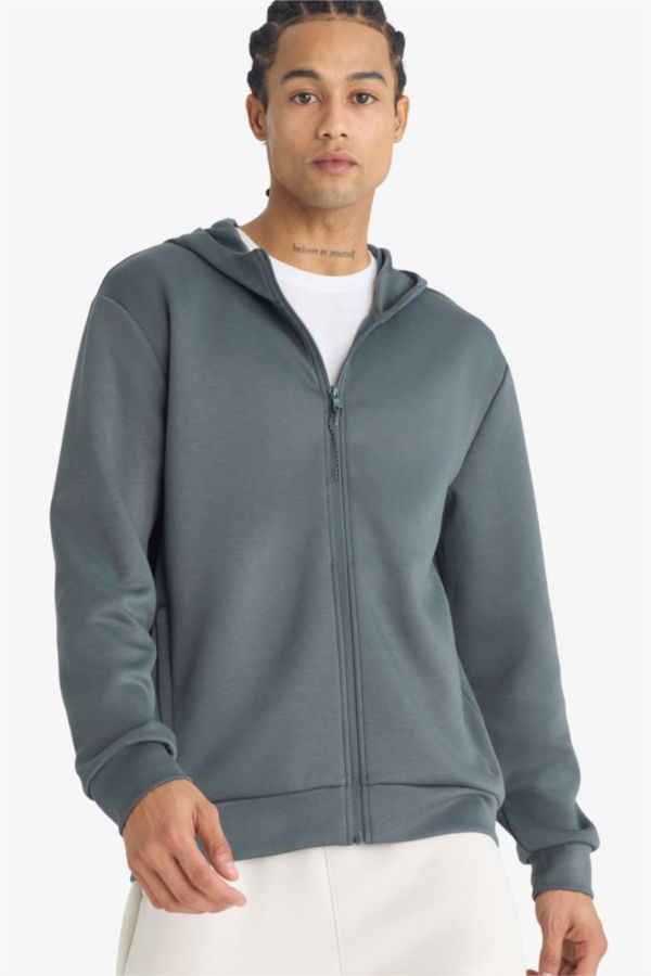 Ultra Yumuşak Standart Fıt Kapüşonlu Fermuarlı Sweatshirt