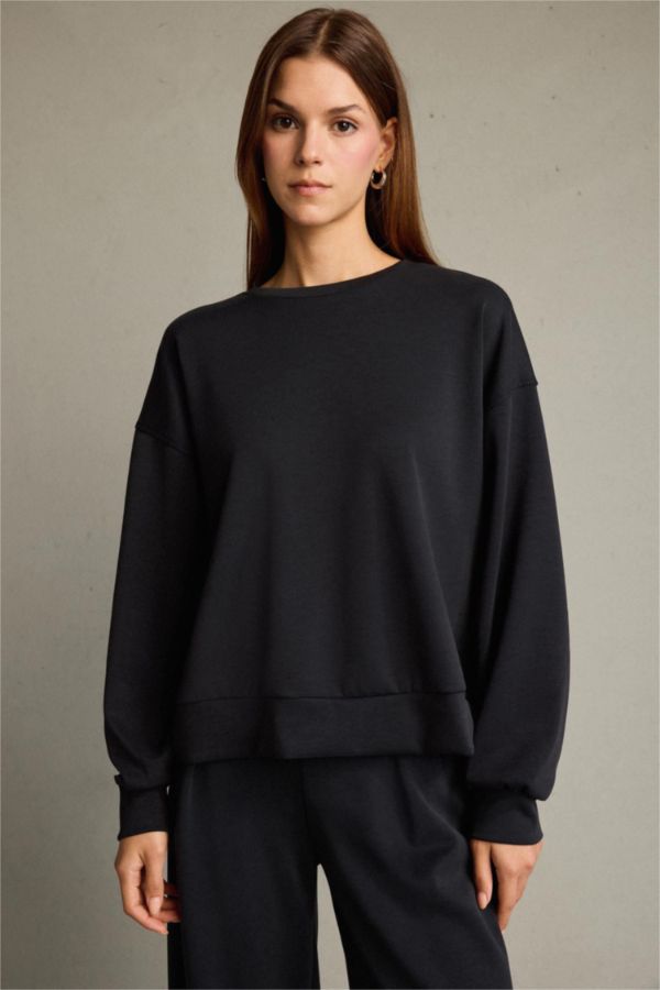 Bisiklet Yaka Modal Sweatshirt