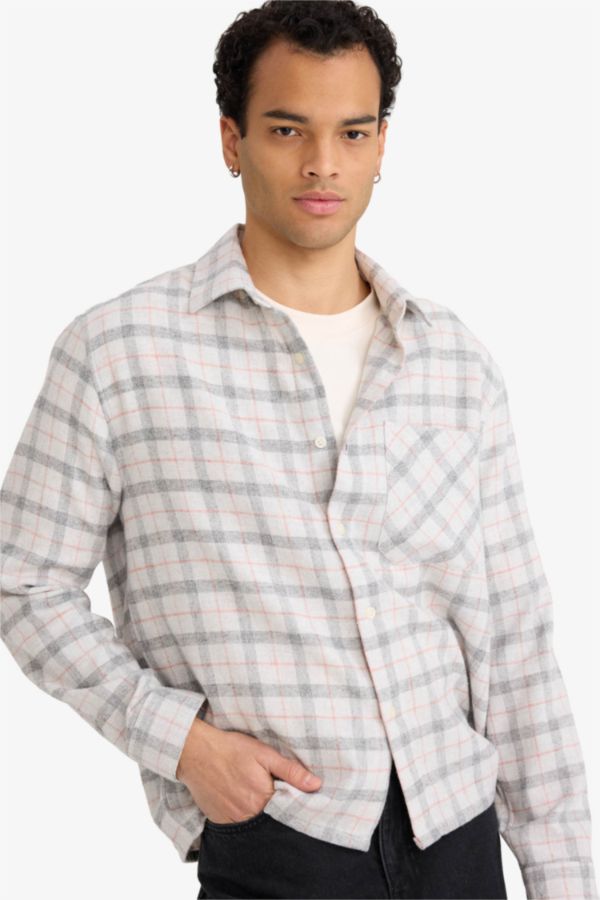 Boxy Fit Kareli Flanel Uzun Kollu Gömlek