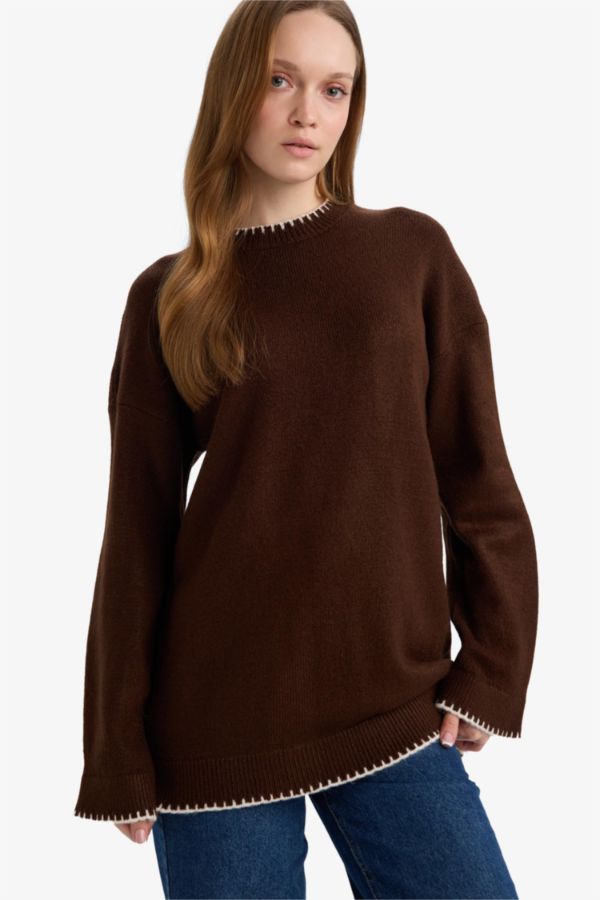 Regular Fit Bisiklet Yaka Triko Kazak Tunik