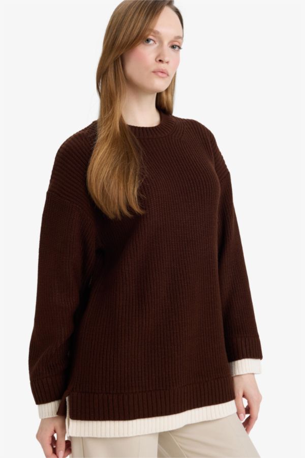 Regular Fit Bisiklet Yaka Triko Kazak Tunik