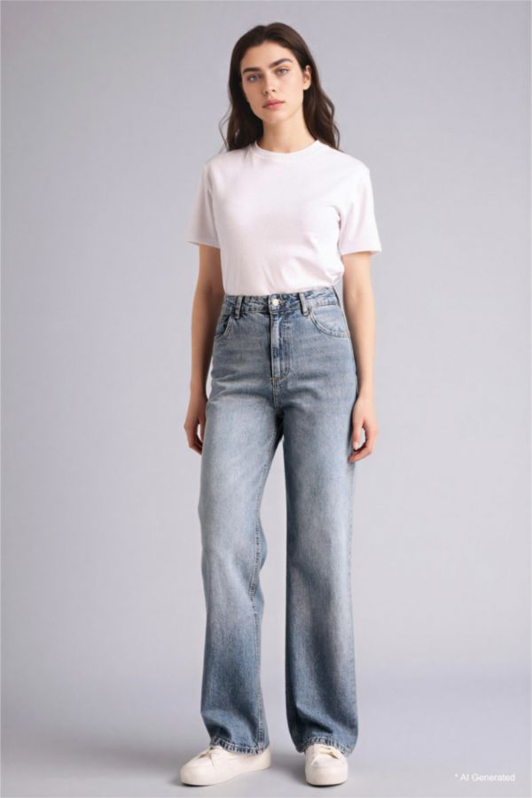 90's Wide Leg Yüksek Bel Jean