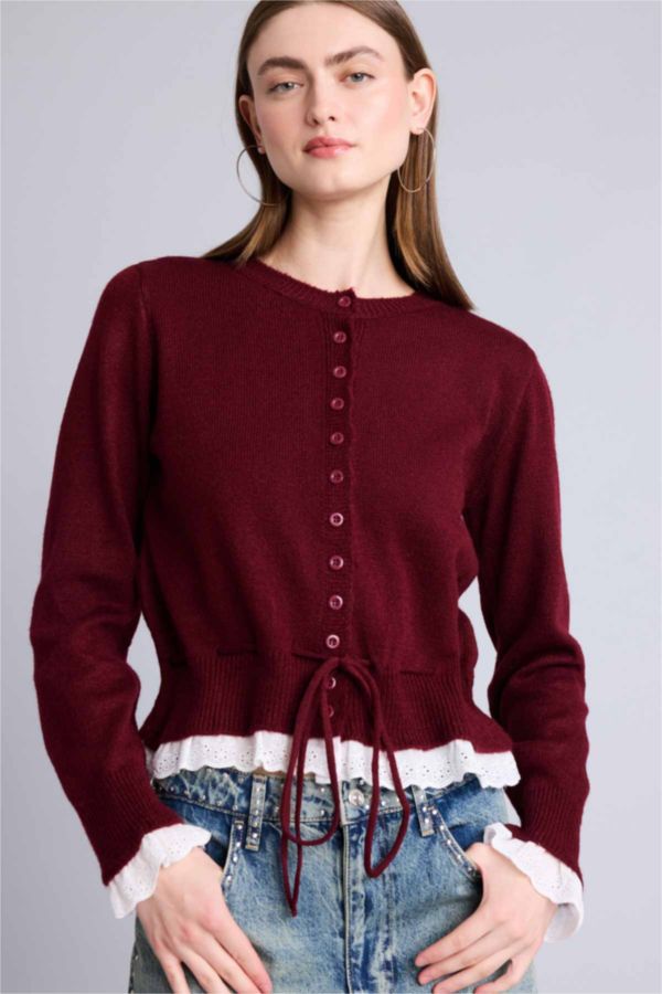 Fisto Detaylı Slim Fit Basic Hırka