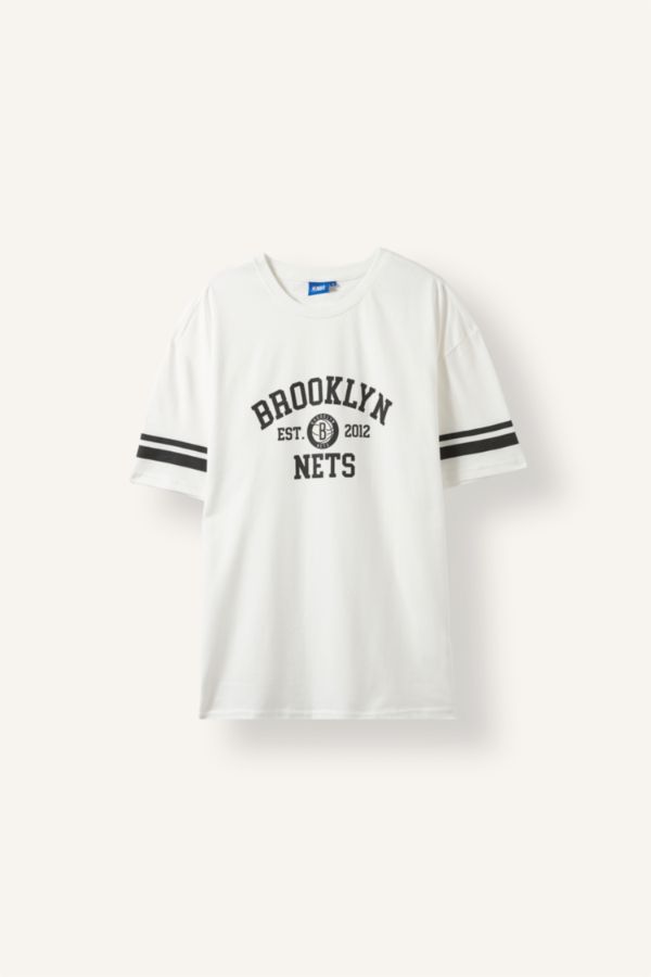 %100 Pamuk NBA Brooklyn Nets Baskılı Oversize Tişört