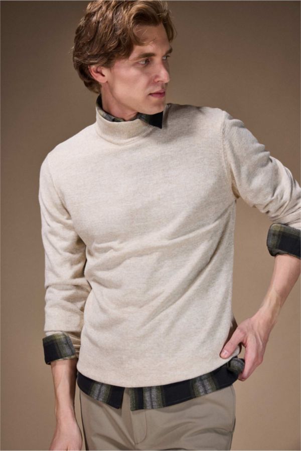 Slim Fit Yarım Balıkçı Yaka Basic Triko Kazak