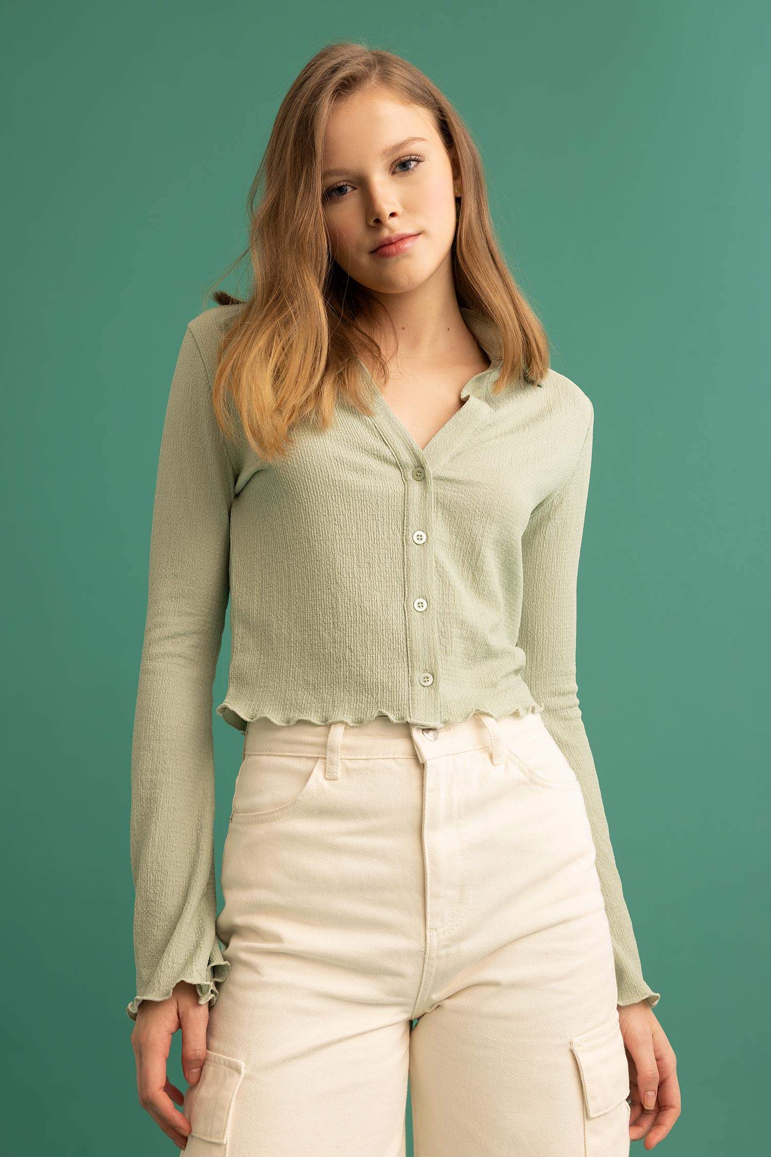 Coool Fitted Shirt Collar Long Sleeve Shirt