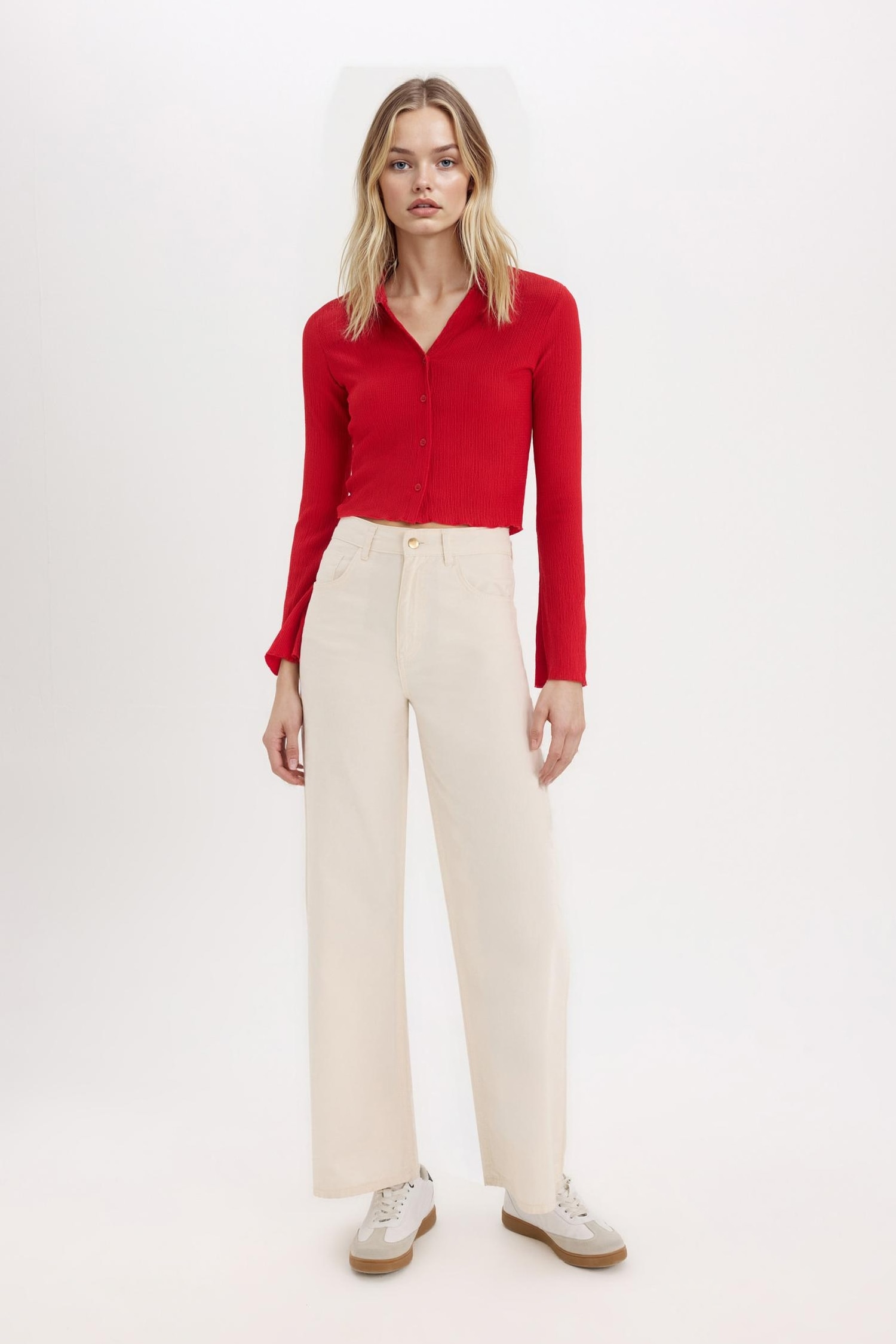 Fitted Crepe Long Sleeve Shirt