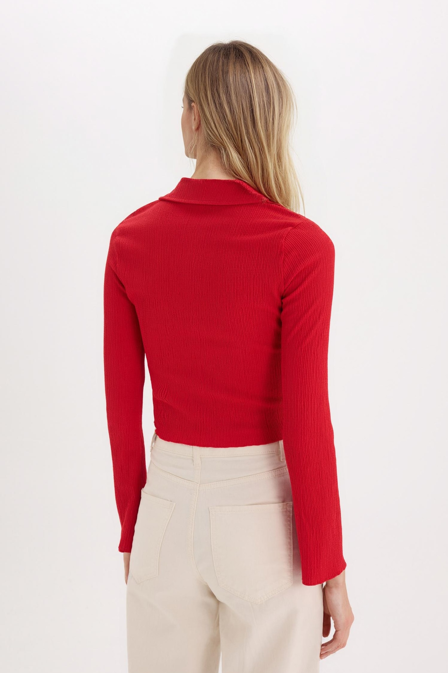 Fitted Crepe Long Sleeve Shirt