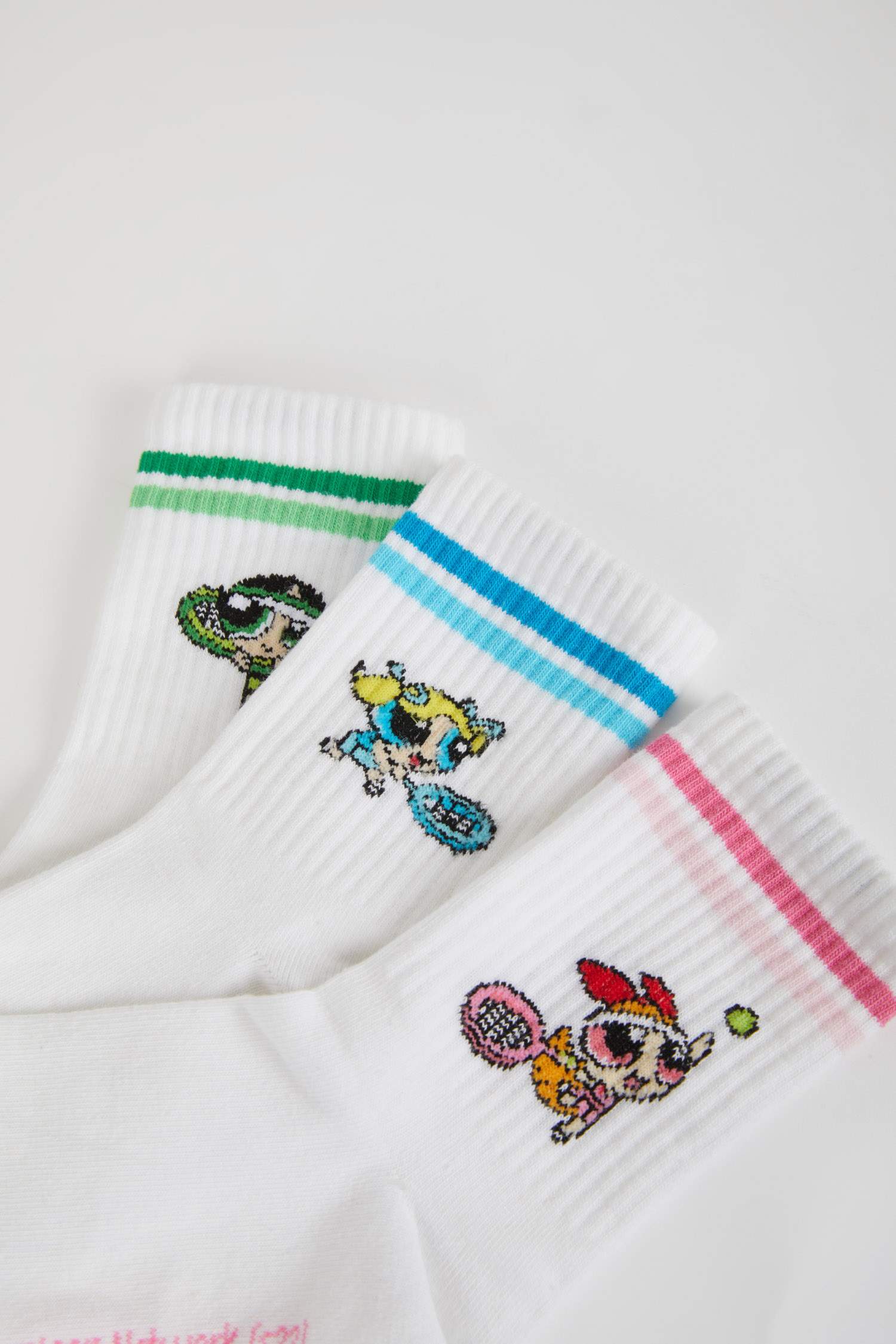 Women PowerPuff Girls 3 Pack Cotton Short Socks