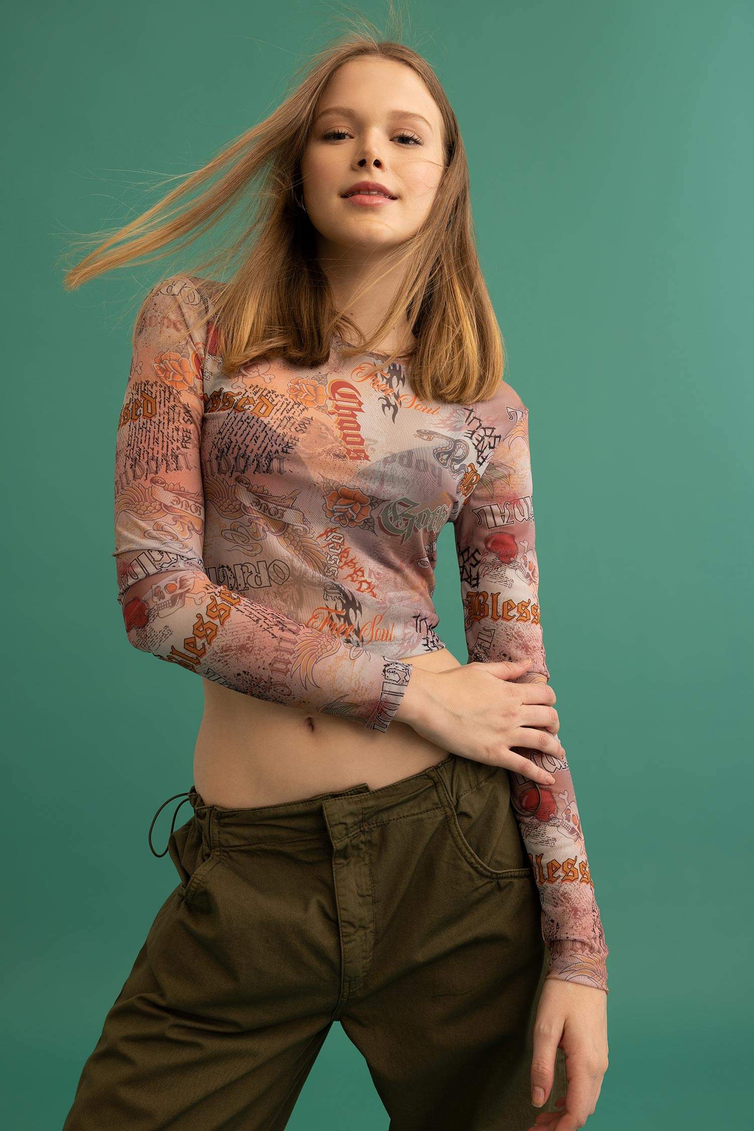 Coool Fitted Tül Uzun Kollu Tişört