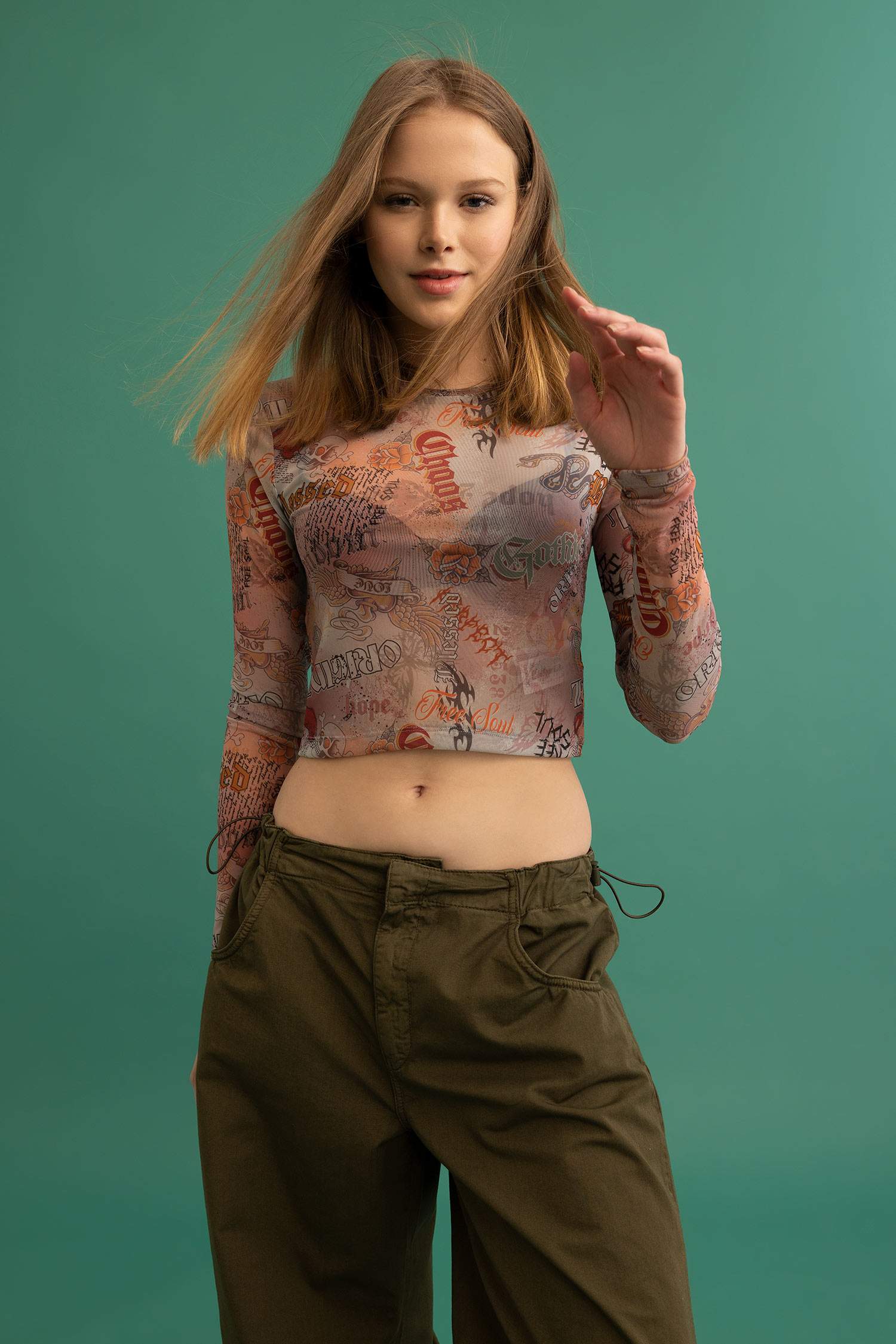 Coool Fitted Tül Uzun Kollu Tişört