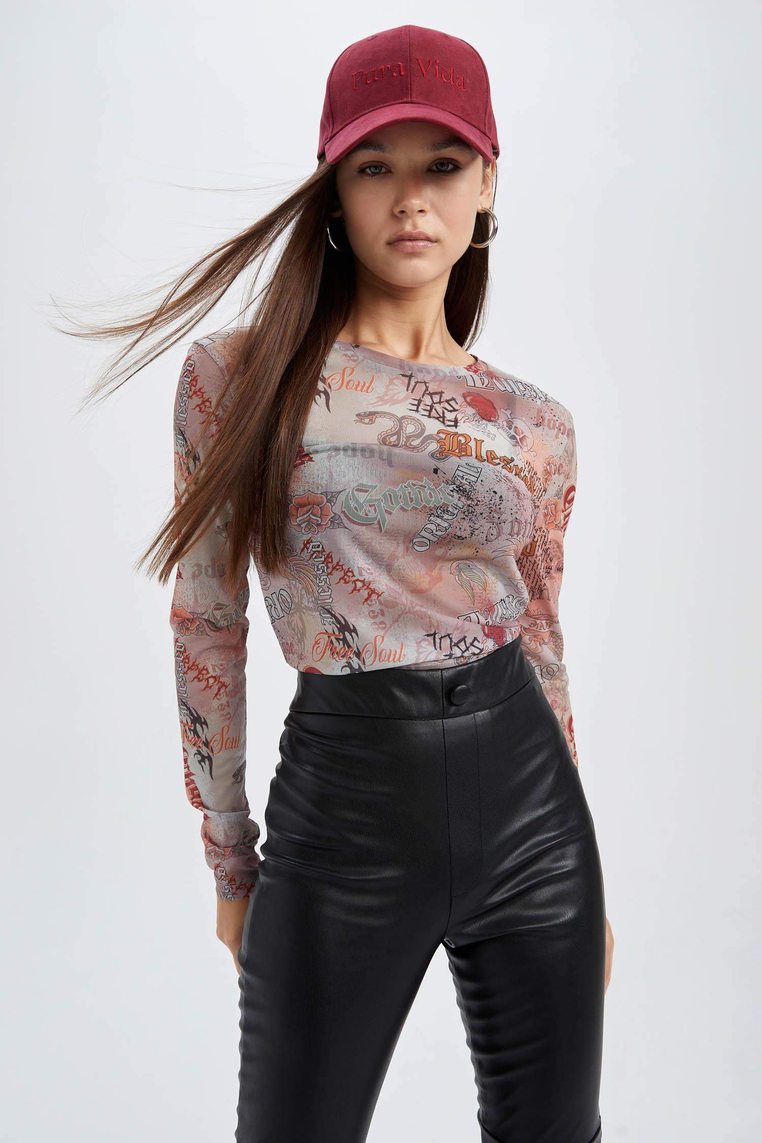 Coool Fitted Tül Uzun Kollu Tişört