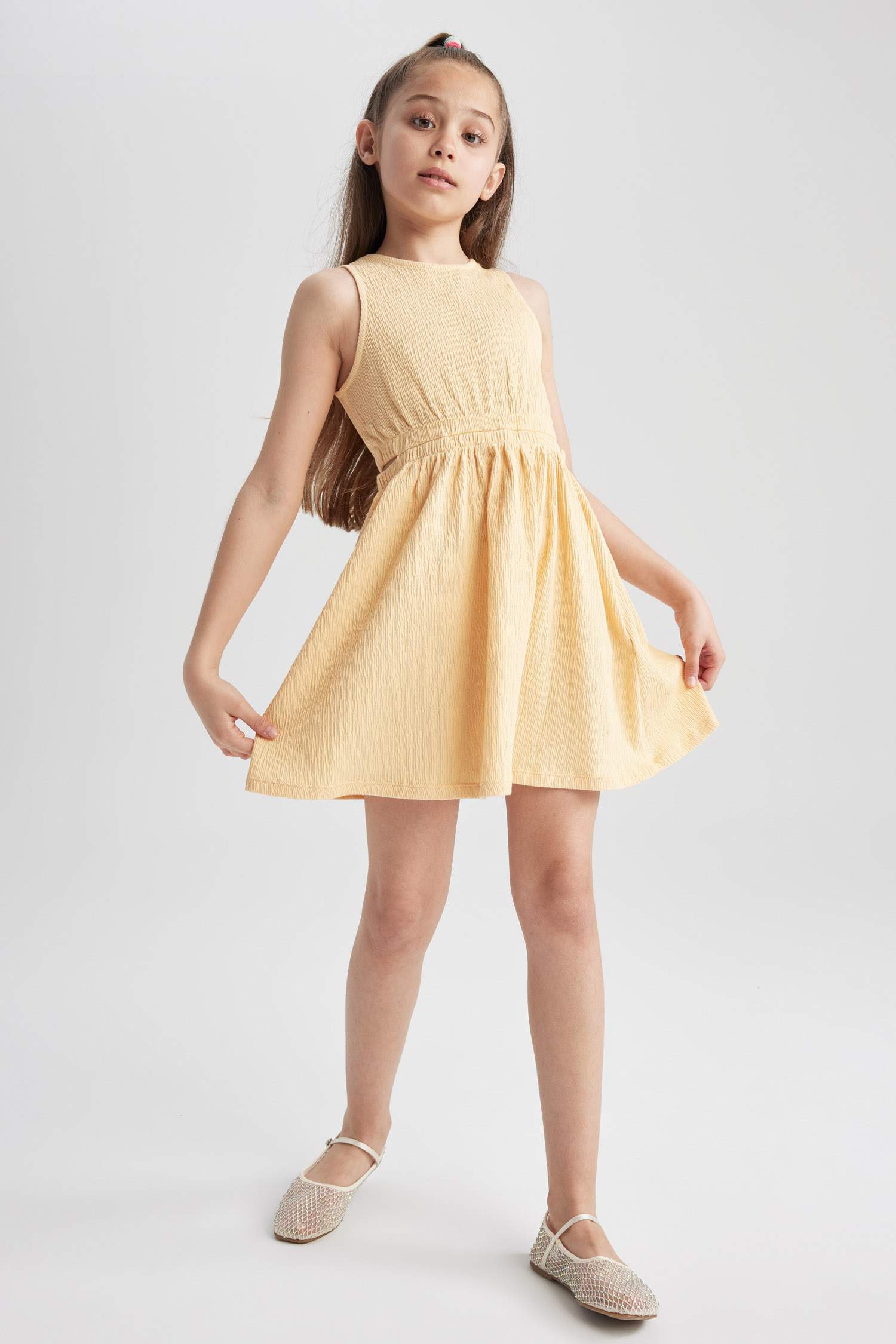 فستان قطن بناتي بقصة عادية