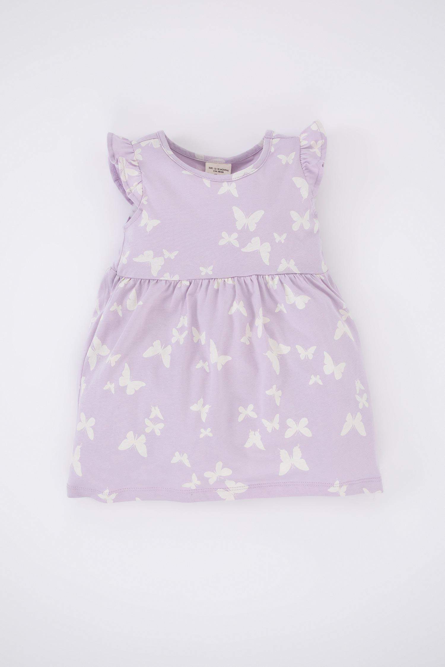 فستان بناتي بقصة عادية بدون أكمام