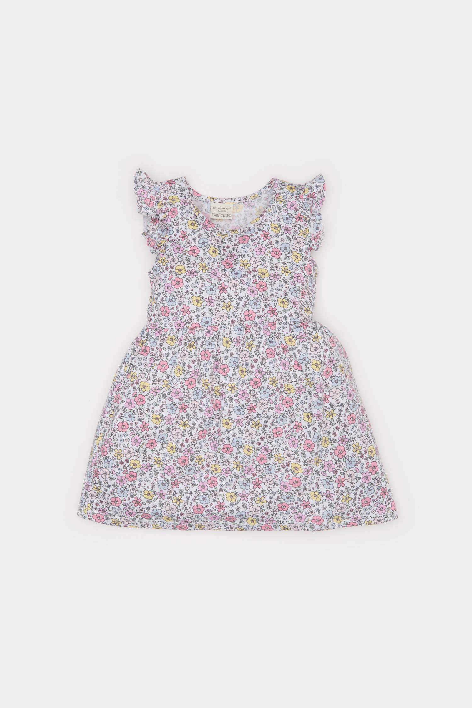 فستان بناتي قصة عادية نص كم بياقة مستديرة