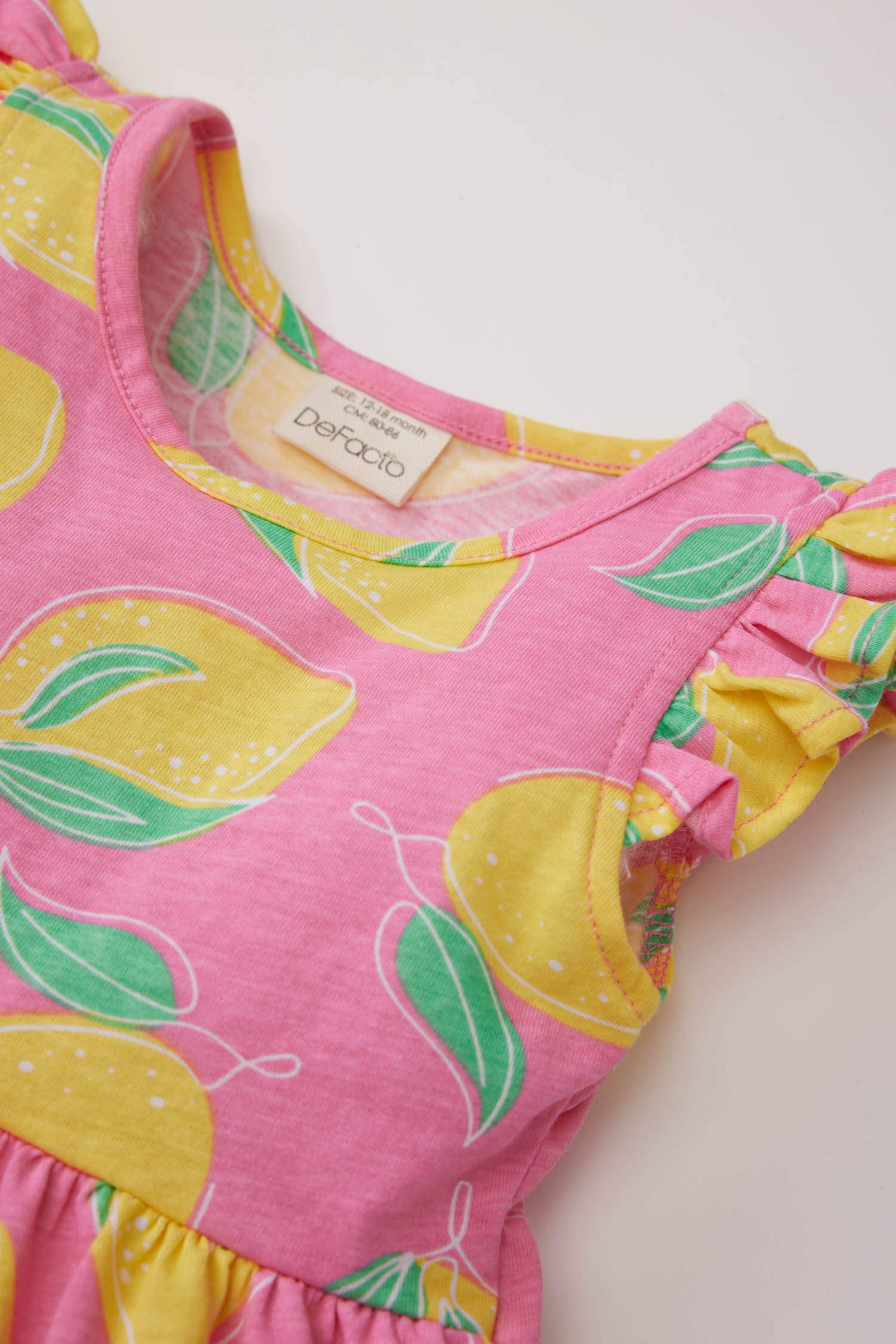 Kız Bebek Desenli Kısa Kollu Elbise