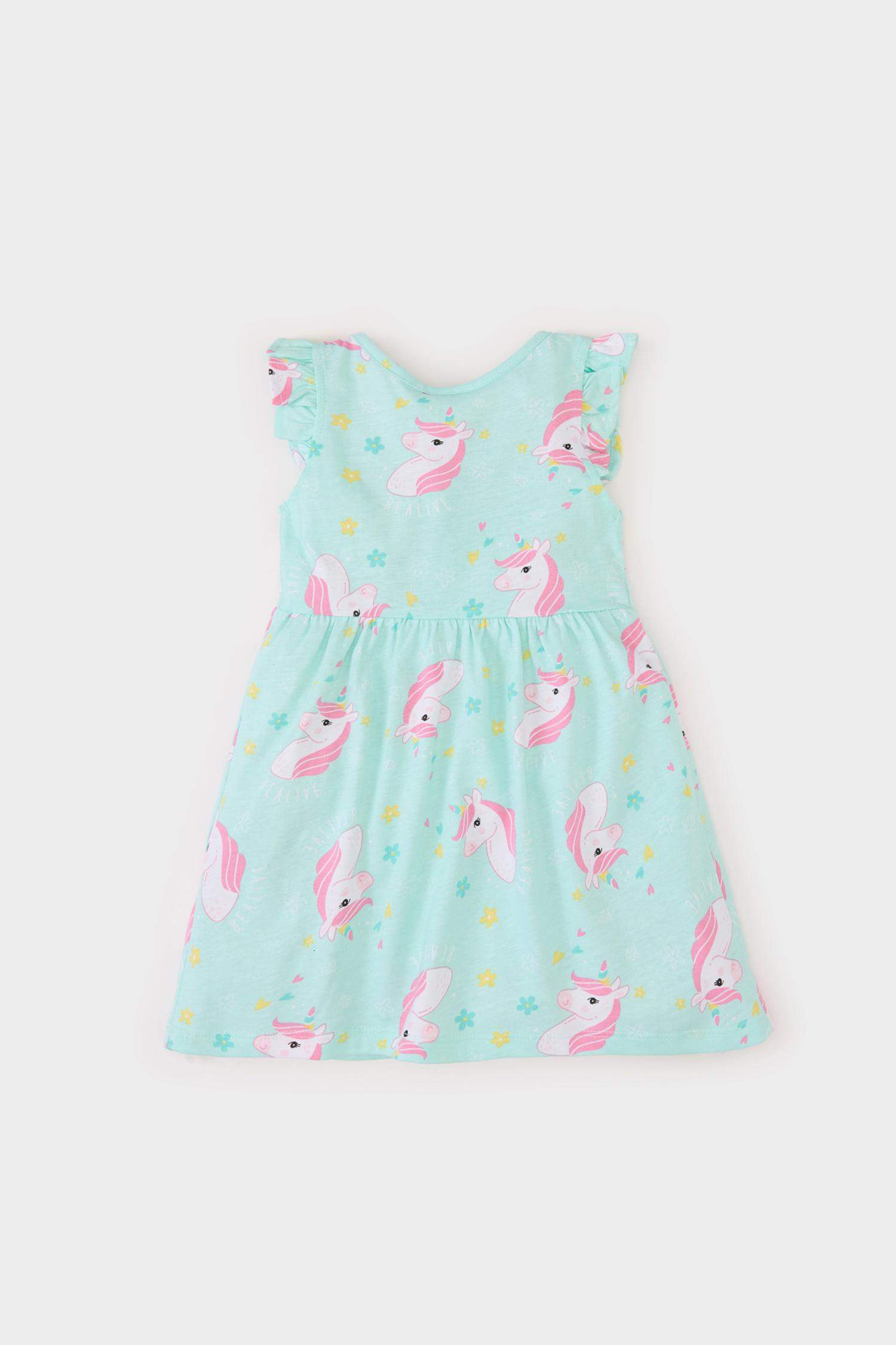 فستان بيبي بناتي قصة عادية نص كم بياقة مستديرة