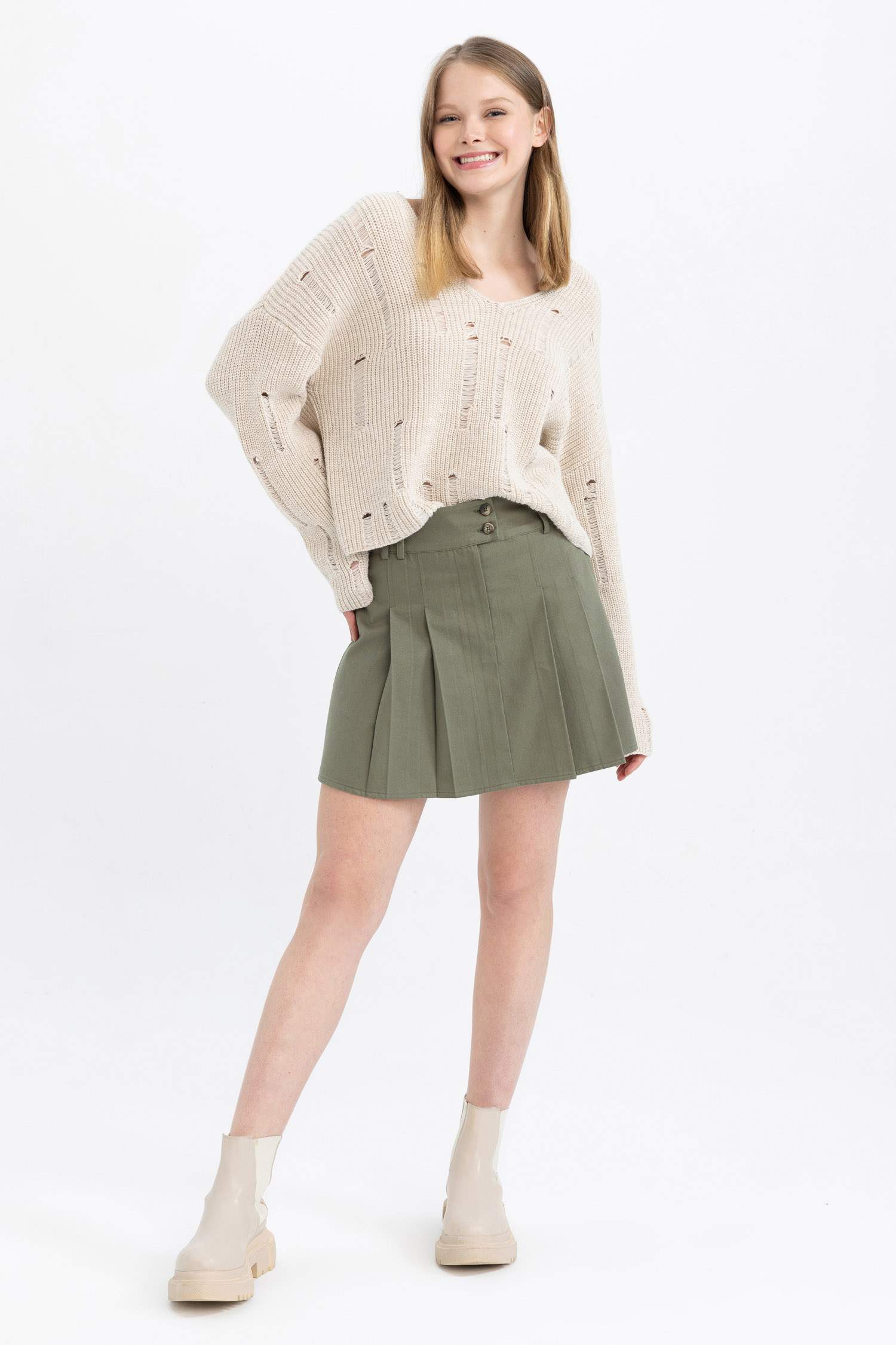 Coool үлкен пішім v жаға трикотаж Пулловер