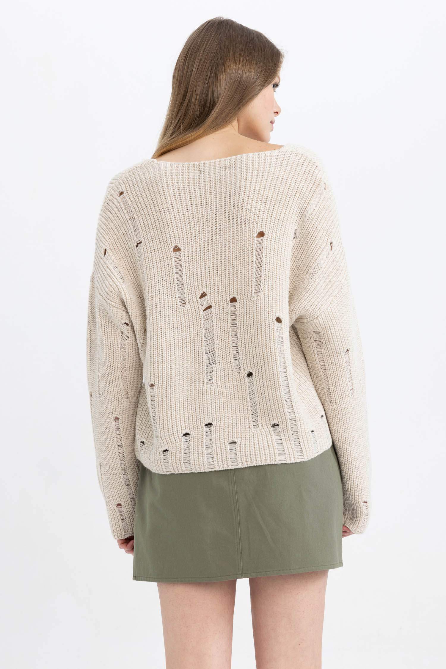 Coool үлкен пішім v жаға трикотаж Пулловер