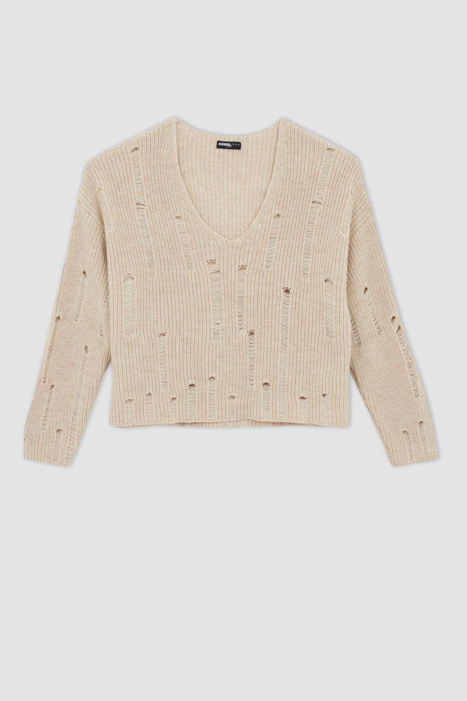 Coool үлкен пішім v жаға трикотаж Пулловер