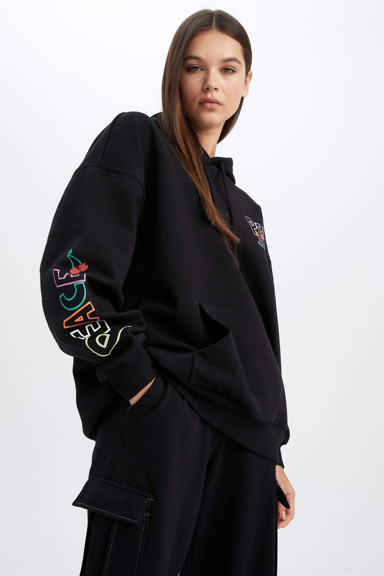 Sweat À Capuche Oversize İmprimé