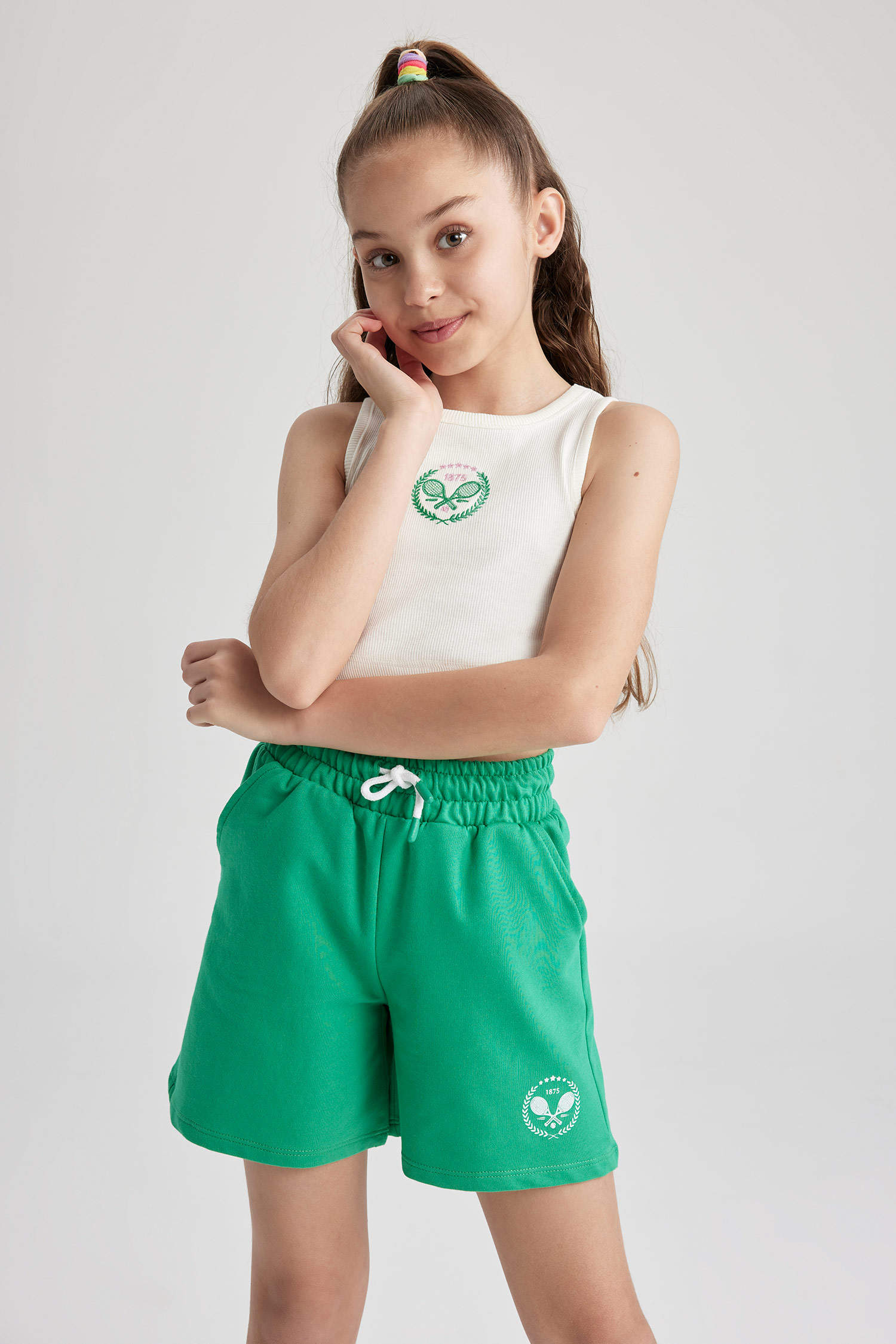 Green GIRLS & TEENS Girls' Relax Fit Thin Fabric Shorts 2792356 | DeFacto