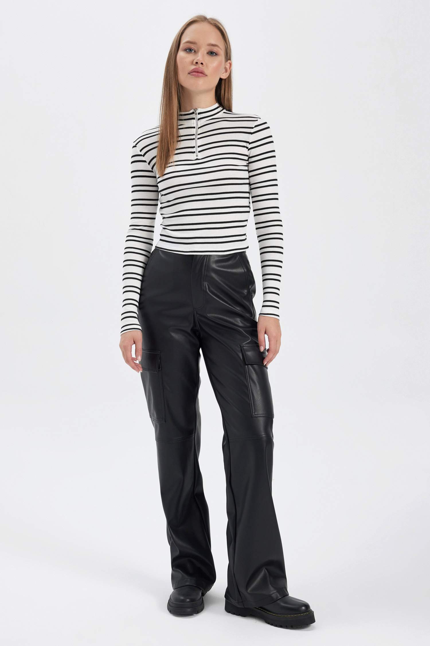 Coool Fitted Çizgili Uzun Kollu Tişört