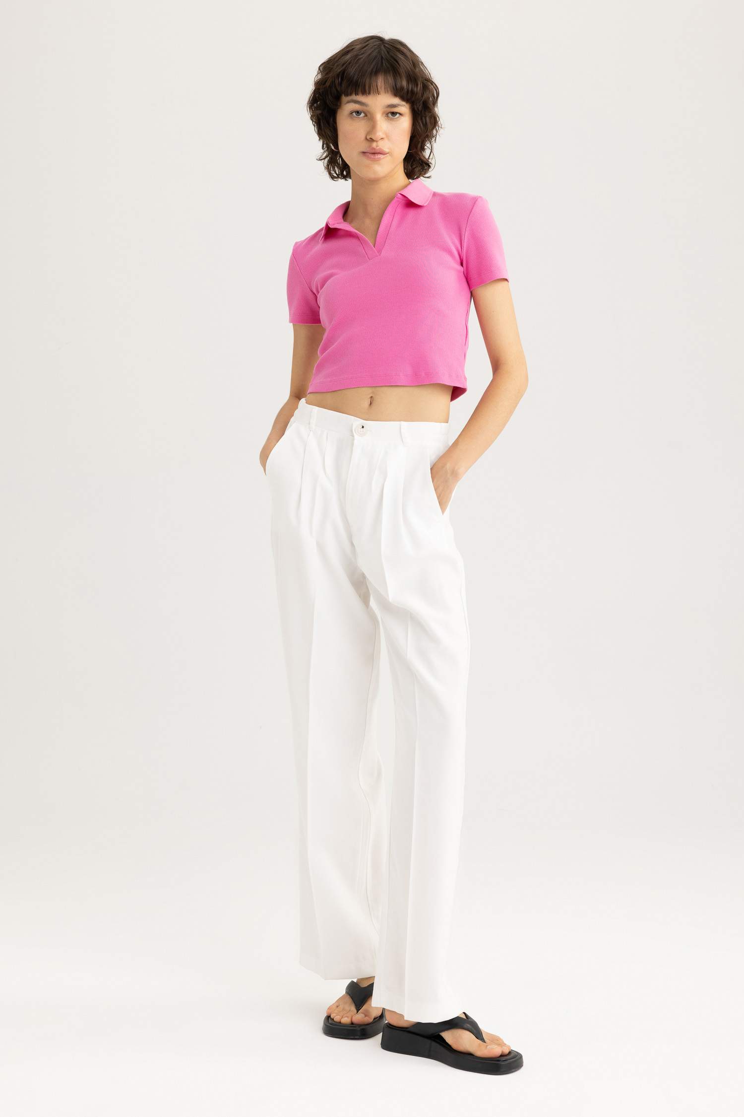 поло жаға тоқылған Қысқа жеңді футболка