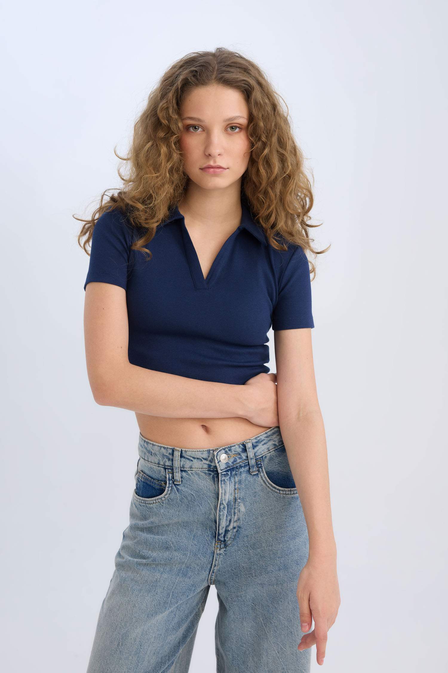 تيشيرت بولو نص ردن مضلع سليم فيت