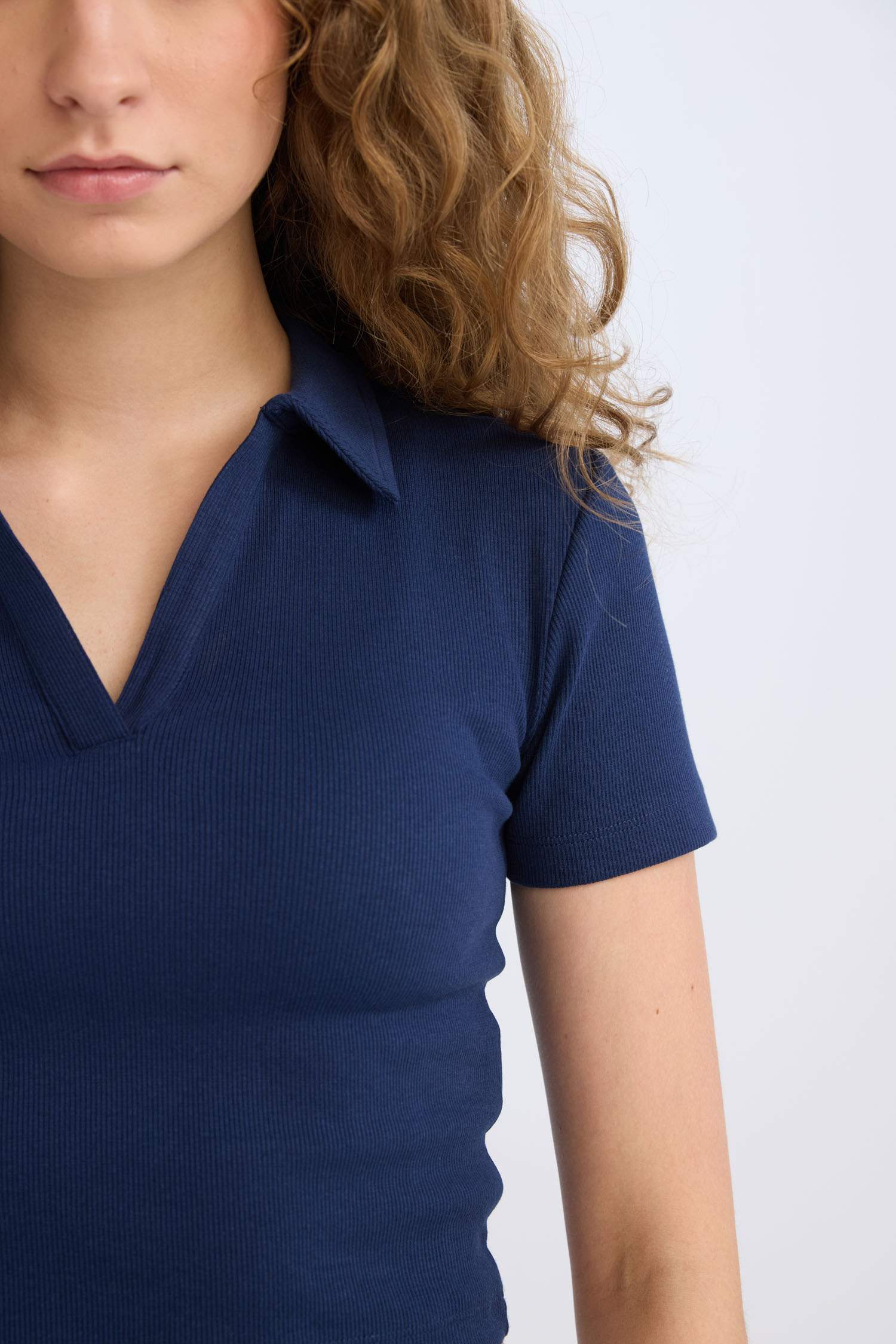 تيشيرت بولو نص ردن مضلع سليم فيت